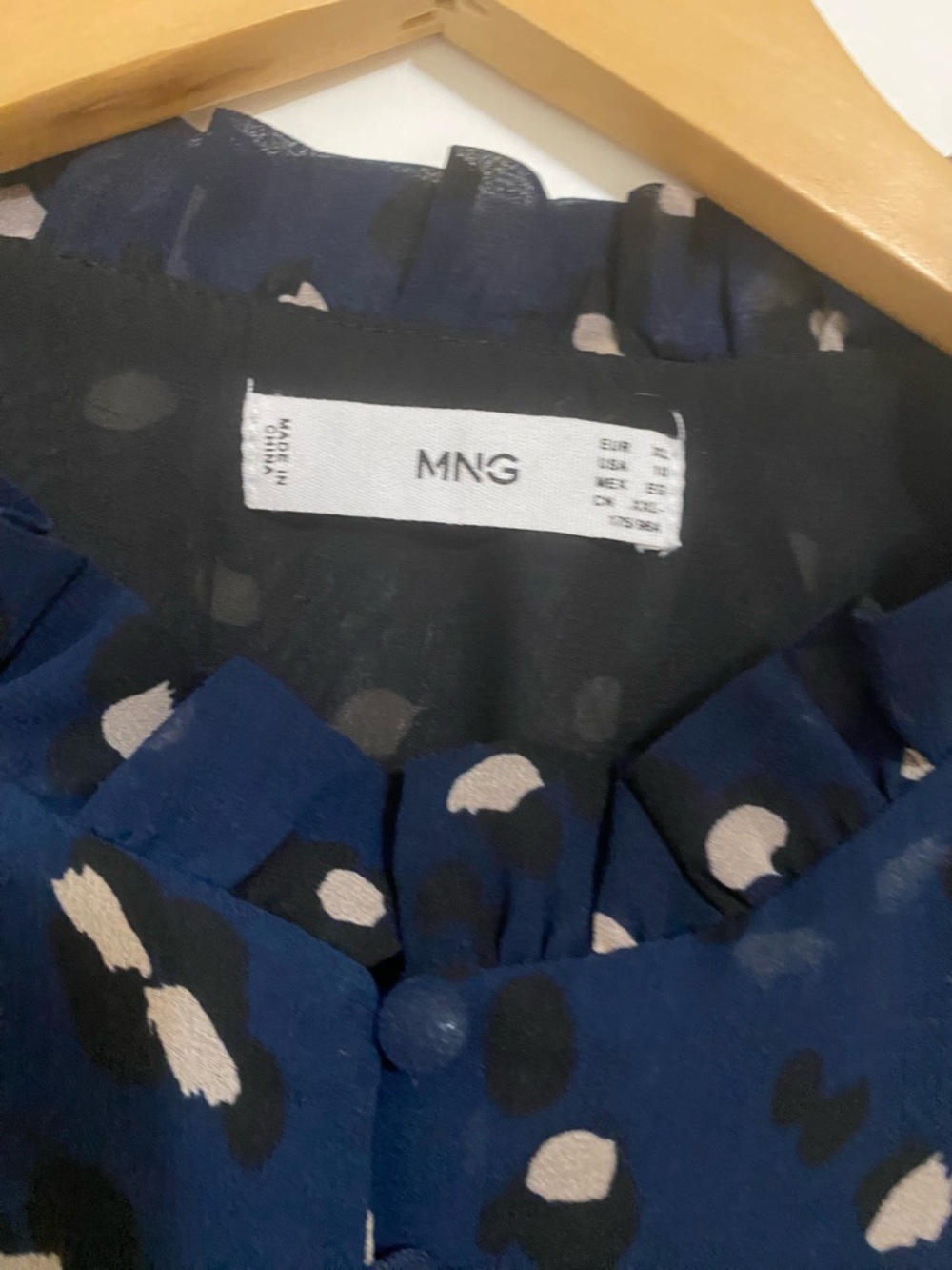Mango Flowy Navy Polka Dot Mini Dress - Picture 9 of 12